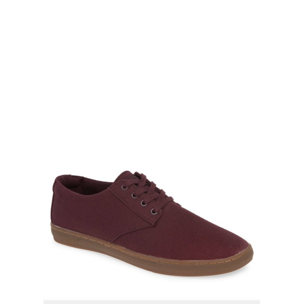 Travis Mathew Cuater Kruzers Sneakers Maroon Canvas Lace Up Gum Sole Mens 8 NWT